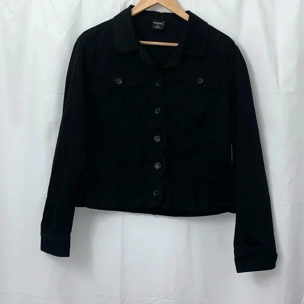 Women’s Tribal Black Jacket‎ Size Large EUC